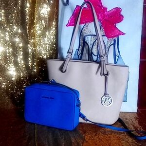 Blue MK mini, tan MK big